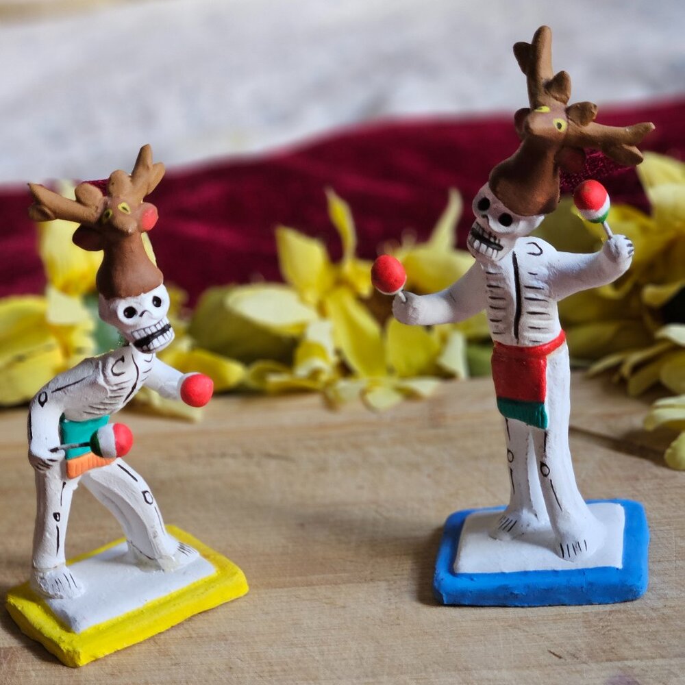 VINTAGE OAXACAN CLAY FIRE DANCER SCULPTURES